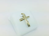 10k Yellow Gold Round Cut 11pt Diamond Cross Pendent