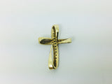 10k Yellow Gold Round Cut 11pt Diamond Cross Pendent