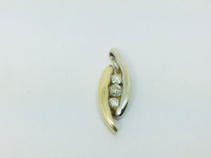 10k White and Yellow Gold Round Cut 10pt Diamond Channel Set Pendent