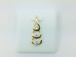 14k Yellow Gold Round Cut 9pt Diamond Trilogy Teardrop Pendent