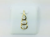 14k Yellow Gold Round Cut 9pt Diamond Trilogy Teardrop Pendent