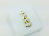 14k Yellow Gold Round Cut 9pt Diamond Trilogy Teardrop Pendent