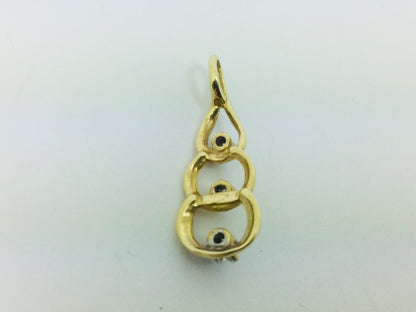 14k Yellow Gold Round Cut 9pt Diamond Trilogy Teardrop Pendent
