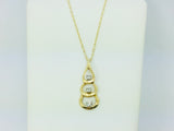 14k Yellow Gold Round Cut 9pt Diamond Trilogy Teardrop Pendent