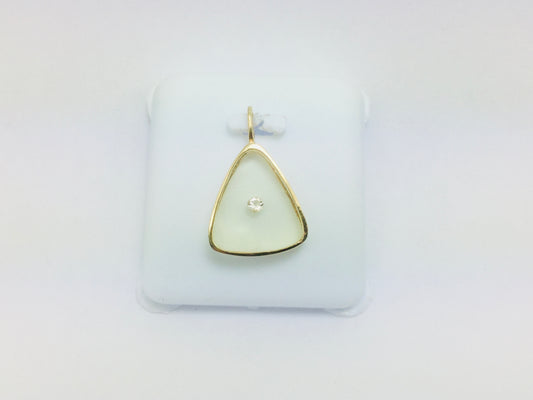 14k Yellow Gold Round Cut 3pt Floating Diamond Triangle Pendent
