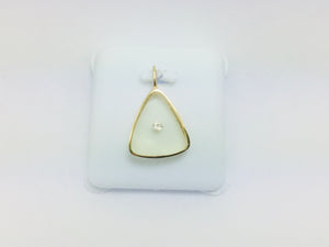 14k Yellow Gold Round Cut 3pt Floating Diamond Triangle Pendent