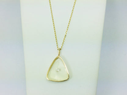 14k Yellow Gold Round Cut 3pt Floating Diamond Triangle Pendent