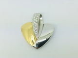 18k White and Yellow Gold Round Cut 20pt Diamond Heart Pendent