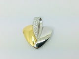 18k White and Yellow Gold Round Cut 20pt Diamond Heart Pendent