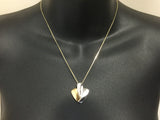 18k White and Yellow Gold Round Cut 20pt Diamond Heart Pendent