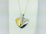 18k White and Yellow Gold Round Cut 20pt Diamond Heart Pendent