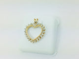 10k Yellow Gold Round Cut 24pt Diamond Heart Pendent