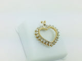 10k Yellow Gold Round Cut 24pt Diamond Heart Pendent