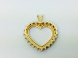 10k Yellow Gold Round Cut 24pt Diamond Heart Pendent