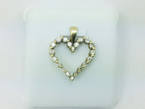 10k Yellow Gold Round Cut 45pt Diamond Heart Pendent