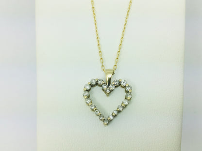 10k Yellow Gold Round Cut 45pt Diamond Heart Pendent