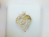 10k Yellow Gold Round Cut 8pt Diamond Heart "I Love You" Pendent