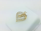 10k Yellow Gold Round Cut 8pt Diamond Heart "I Love You" Pendent