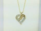 10k Yellow Gold Round Cut 8pt Diamond Heart "I Love You" Pendent