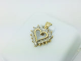 10k Yellow Gold Round Cut 8pt Diamond Heart Pendent