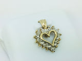 10k Yellow Gold Round Cut 8pt Diamond Heart Pendent