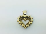 10k Yellow Gold Round Cut 8pt Diamond Heart Pendent