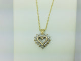 10k Yellow Gold Round Cut 8pt Diamond Heart Pendent