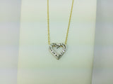 10k Yellow Gold Round Cut 11pt Diamond Heart Pendent