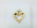 14k Yellow Gold Round Cut 17pt Diamond Heart Pendent