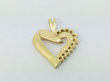 14k Yellow Gold Round Cut 17pt Diamond Heart Pendent