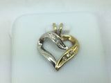 10k White and Yellow Gold Round Cut 5pt Diamond Heart Pendent