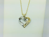 10k White and Yellow Gold Round Cut 5pt Diamond Heart Pendent