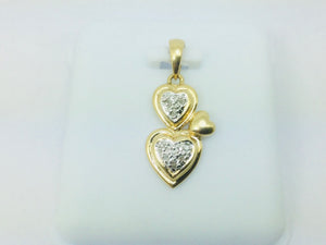 14k Yellow Gold Round Cut 9pt Diamond Heart Pendent