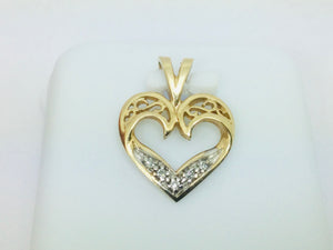 10k Yellow Gold Round Cut 5pt Diamond Heart Pendent