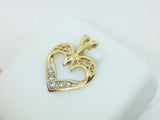 10k Yellow Gold Round Cut 5pt Diamond Heart Pendent