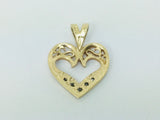 10k Yellow Gold Round Cut 5pt Diamond Heart Pendent