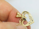 10k Yellow Gold Round Cut 5pt Diamond Heart Pendent