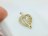 10k Yellow Gold Round Cut 6pt Diamond Heart 'Love' Pendent