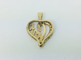 10k Yellow Gold Round Cut 6pt Diamond Heart 'Love' Pendent