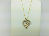 10k Yellow Gold Round Cut 6pt Diamond Heart 'Love' Pendent