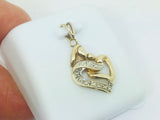 10k Yellow Gold Round Cut 3pt Diamond Heart Mother and Child Pendent