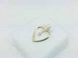 14k Yellow Gold Round Cut 3pt Diamond Heart Pendent