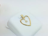 14k Yellow Gold Round Cut 3pt Diamond Heart Pendent