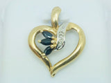 10k Yellow Gold Marquise Cut 30pt Spinel & 1pt Diamond Heart Pendent