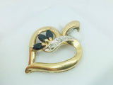 10k Yellow Gold Marquise Cut 30pt Spinel & 1pt Diamond Heart Pendent