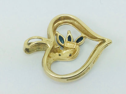 10k Yellow Gold Marquise Cut 30pt Spinel & 1pt Diamond Heart Pendent