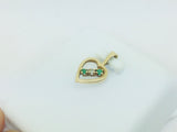 10k Yellow Gold Round Cut Emerald & Diamond Heart Pendent