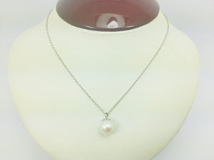 10k White Gold Genuine Pearl June Birthstone Necklace