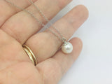 10k White Gold Genuine Pearl June Birthstone Necklace