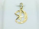 14k Yellow Gold Moon & Star Pendent